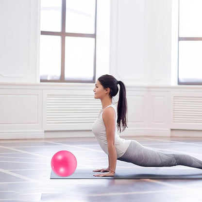 Yardwe 2pcs Mini Pilates Exercise Balls for Balance Training and Core Strength, Thickened 25cm Stability Balls for Home Gym Fitness and Physical Therapy, Purple and Pink
