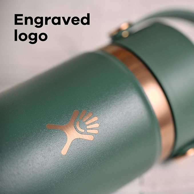 Hydro Flask Water Bottle - Insulated Stainless Steel - Wide Straw Lid, Non Spill, Leakproof in 24 Oz Forest Green Arc