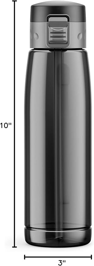 Personalised Water Bottle With Straw 660ml, School Water Bottles Boys Girls, Gym Bottle BPA Free Cycling Sports Add Your Custom Text To Bottle (Black - Personalized)