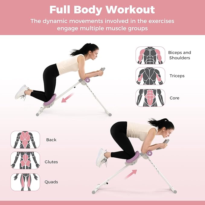 Goplus Adjustable Ab Trainer Machine, Foldable Ab Workout Equipment with Knee Protection, LCD Monitor, Home Gym Abdominal Trainer for Stomach Workout Core Strength Fitness