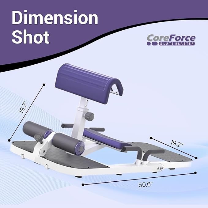 Core Force Glute Blaster - Premium Hip Thrust & Ab Workout Machine for Home Gym with Resistance Bands - Adjustable Squat and Glute Bench for Full-Body Strength
