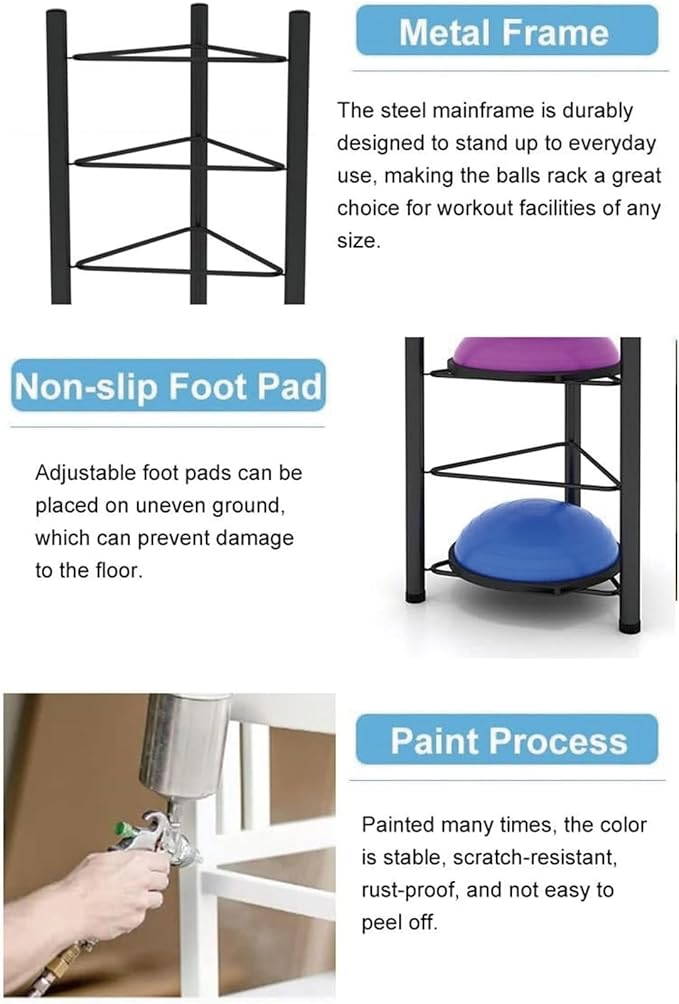 Balance Ball Half Rack 3/5/6/7 Tiers, Iron Half Exercise Balls Holder for Yoga Ball, Home Gym Studios Standing Balls Balance Trainer Shelf