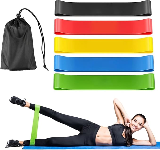 Resistance Bands for Working Out, 5-Pack Elastic Exercise Bands for Strength Training, Stretching, Workout; Home Gym Equipment for Women Men, Pilates Yoga Physical Therapy, Leg Glute Arm Exercise Kit