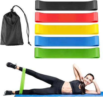 Resistance Bands for Working Out, 5-Pack Elastic Exercise Bands for Strength Training, Stretching, Workout; Home Gym Equipment for Women Men, Pilates Yoga Physical Therapy, Leg Glute Arm Exercise Kit