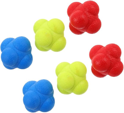 6pcs Hexagonal Reaction Balls Reflex Training Balls for Hand Eye Coordination and Reaction Speed Improvement, 5.5cm Set for Sports Training and Agility Exercises