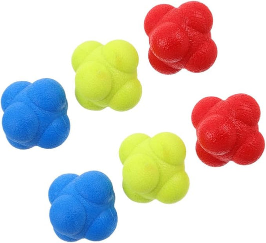 6pcs Hexagonal Reaction Balls Reflex Training Balls for Hand Eye Coordination and Reaction Speed Improvement, 5.5cm Set for Sports Training and Agility Exercises