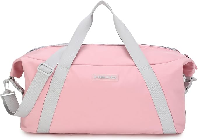 HEAD 45L Pink Waterproof Gym Duffel Bag for Women, Large Capacity Weekender Overnight Bag with Detachable Strap, Lightweight Travel Tote for Fitness, Yoga & Business Trips