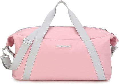 HEAD 45L Pink Waterproof Gym Duffel Bag for Women, Large Capacity Weekender Overnight Bag with Detachable Strap, Lightweight Travel Tote for Fitness, Yoga & Business Trips