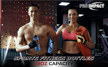 Pro Impact 28 Oz Squeeze Bottles Sports Water Bottle - Multipurpose Reusable Water Bottle for Training, Gym – Wide Mouth Squirt Bottles for Liquids – Soft Squeeze Gym Water Bottle for Fast Flow - Blue