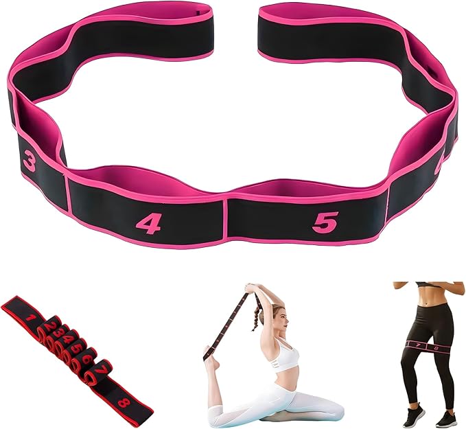 Fitness Resistance Band for Stretching and Yoga, Stretch Strap, Elastic Yoga Stretching Strap, Multi-Loop for Physical Therapy, Pilates, Yoga, Dance & Gymnastics Exercise