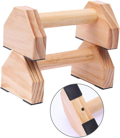 Solid Wood Push-Up Bracket and Handstand Bar Set for Muscle Training, Home Fitness Equipment Parallettes for Calisthenics and Strength Workouts