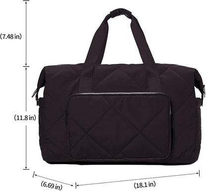 Sports Duffle Gym Bag for Women, Men- Lightweight Carry on Weekender Duffel Bag for Travel, Sports, Gym, Yoga - Water Resistant, Black