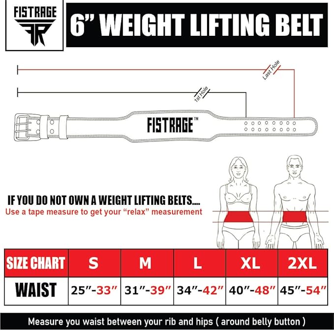 FISTRAGE Power Weight Lifting Leather Belt Gym Back Support Strap Training Fitness Exercise for Tough Workouts | Power Lifters | Supports Lumber Lower Back With Free Wrist Strap