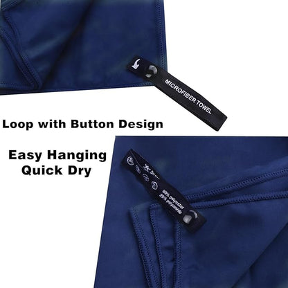 Quick Dry Towel Microfiber (16" x 32") Camping Towels Fast Drying Lightweight, Super Absorbent Travel Towel, Compact Gym Towel for Sports, Gym, Beach, Travel, Fitness, Pool, Backpacking (Navy Blue)