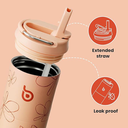 BOTTLE BOTTLE Insulated Water Bottle 24oz with Straw Lid and Handle for Sports Travel Gym Stainless Steel Water Bottles Double-Wall Vacuum Metal Leak Proof BPA-Free
