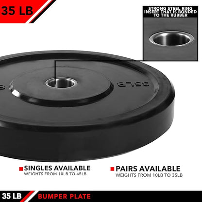 JFIT Olympic 2 Inch Grip Plates and Bumper Plates for Barbell - Single Weights or Sets of 2 (Muliple Weights)