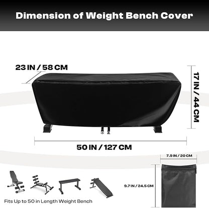 Weight Bench Cover, Heavy Duty 420D Oxford Exercise Workout Bench Cover Waterproof Outdoor，Home Gym All-weather Protective Covers Fit for Sit-up Board Flat Lifting Benches and Fitness Equipment Indoor