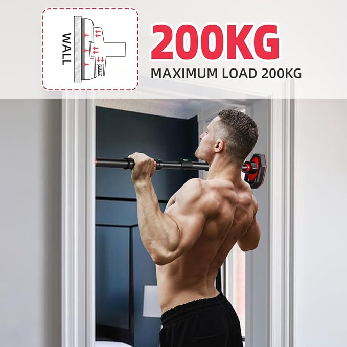 Adjustable Pull up Bar for Doorway - Portable Home Gym Strength Training Equipment with Secure Locking and Comfortable Grip No Drilling Fits 25.59-39.37 Inch Doors