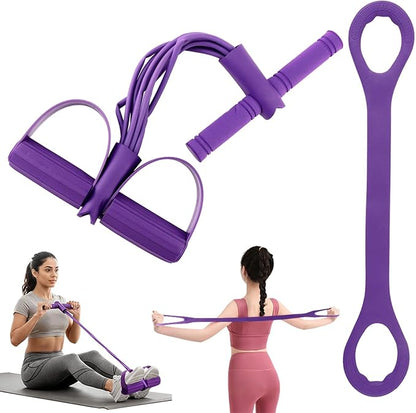 21 Fitness Resistance Bands with Pedal Ankle Puller, Full Body Strength Training Equipment for Home Gym, Sit Up Assist, Toning Arms, Legs, Waist