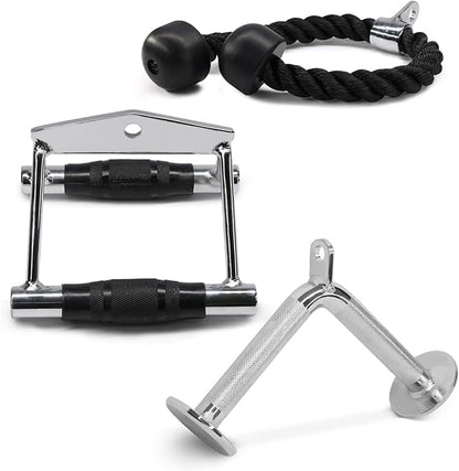 Yes4All Cable Machine Attachment, Row Handles, Tricep Rope, Straight Bar, V Bar, LAT Pulldown Accessories Load 880 LB for Home Gym