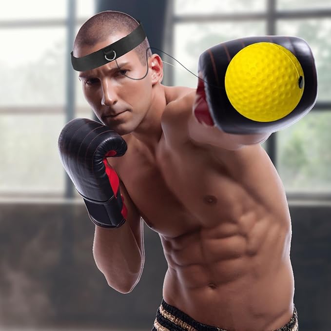Reaction Balls Training Set - 3-Size Ball Pack, React Reflex Balls All Ages Headband, Free Cord, Child Boxing Training Headband ReactBall | Portable Fitness Reflex Ball for Home Gym Outdoor