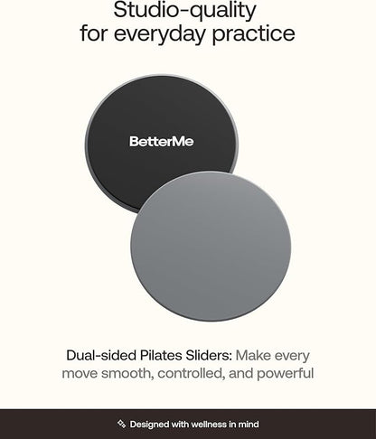 BetterMe Pilates Sliders – Dual-Sided Exercise Sliders for Core Training – Compact Workout Gliders for Home Fitness, Abs & Full Body Workouts