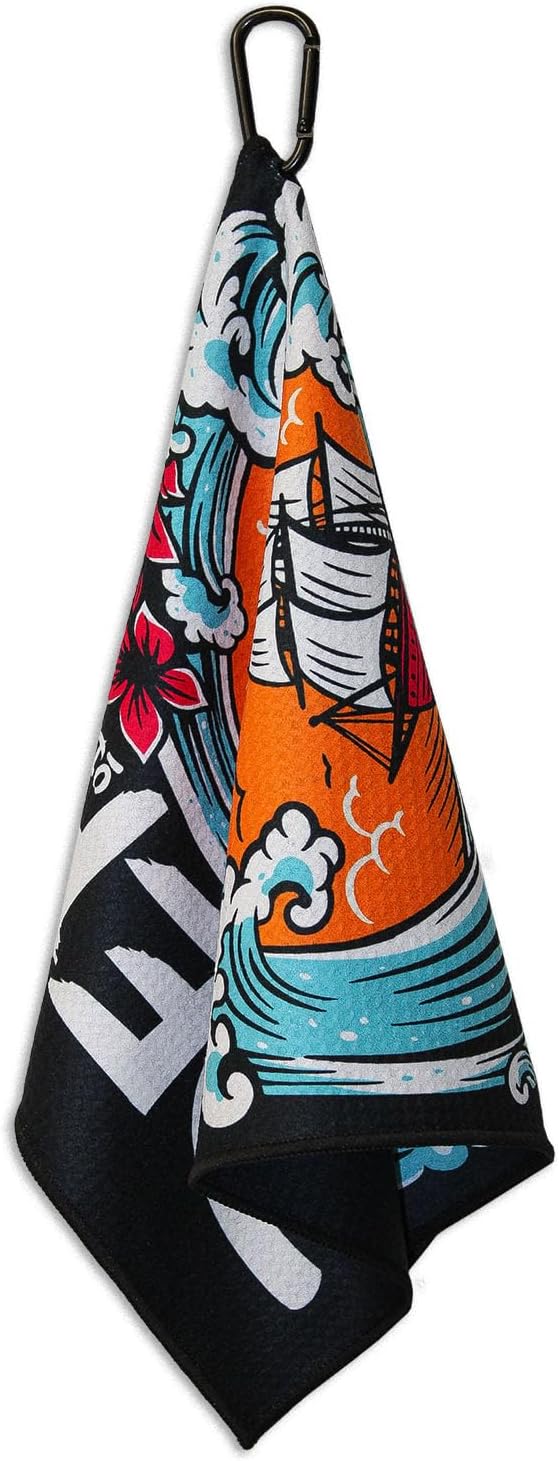 RokFit Gym & Golf Towel – Multi-Use, Quick-Dry, Durable Utility Towel with Bold Graphic and Carabiner Clip (Defy The Odds)