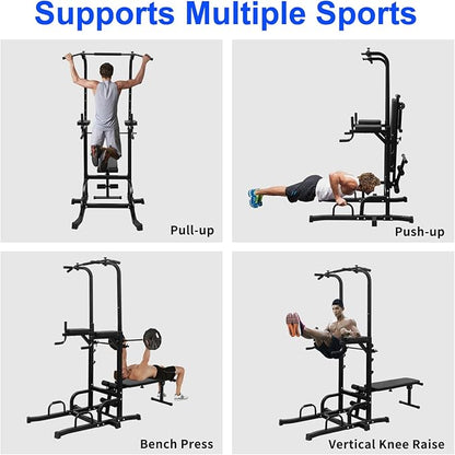Dip Station Strength Training Dip Stands Station with Connecting Rod and Padded Handles for Home Gym & Fitness Training