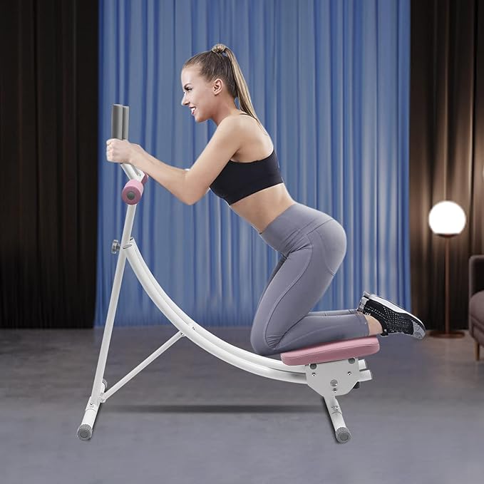 Ab Workout Machine with LED Monitor, Foldable Sit Up Bench Core Abdominal Trainer Multifunction Home Gym Equipment for Leg Thighs Buttocks Rodeo Sit-up Exercise