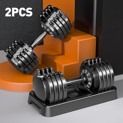 25/55lb Pair Adjustable Dumbbell Set, Adjustable Dumbbells Set of 2, 5 in 1/10 in 1 Free Weights Dumbbells Set with Anti-Slip Texture Handle, Weight Set For Home Gym Suit both Men and Women