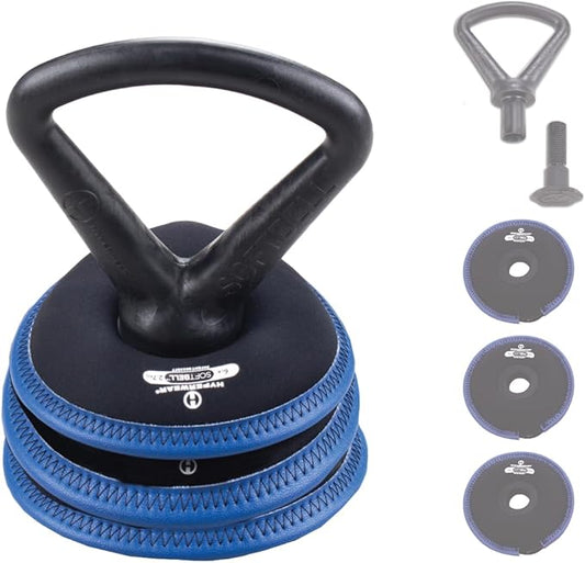 Hyperwear SoftBell Adjustable Kettlebell Set - Soft, Vinyl-Coated Weight Plates with Rubber Base - Versatile Home Gym Equipment - Compatible with SoftBell Barbell & Dumbbell