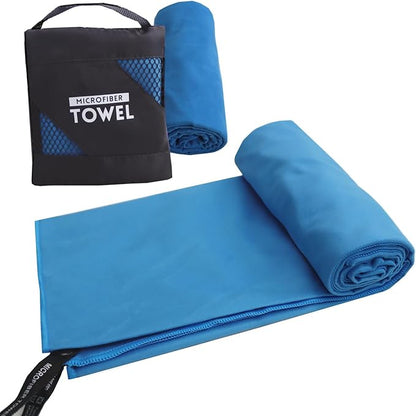 Camping Towel Super Absorbent, 16 x 32 Inches Quick Dry Microfiber Towel for Travel, Camper, Gym, Yoga - Ultra Compact Beach Towel Lightweight for Sports, Travel, Beach, Swimming, Backpacking (Blue)