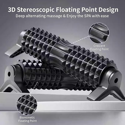 RUNWE Foam Roller with Stand - Bracket Foam Roller for Back Pain, 21 inch Trigger Point Deep Tissue Massage Roller, Medium Density Grid Bracket Foam Rollers, Leg Roller for Muscles Deep Tissue