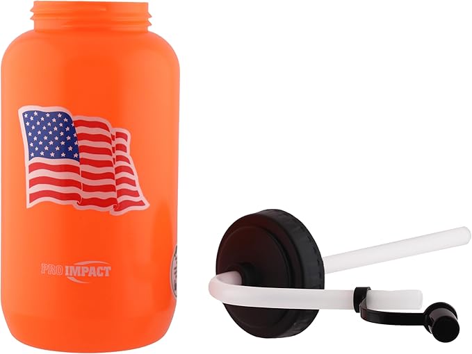 Pro Impact Squeezable Water Bottle Bendable Long Straw - LDPE BPA Free Plastic - Hydration for Baseball Hockey Gym MMA Yoga Boxing Cycling Softball Football Lacrosse (35.5 Oz.)