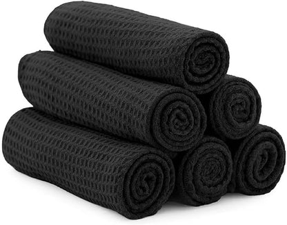 Quick D. Microfiber Gym Towels 16x27 Inch – 5 Pack, Quick Dry, Soft & Absorbent Workout Towels for Gym, Sports & Fitness (Honeycomb Black)