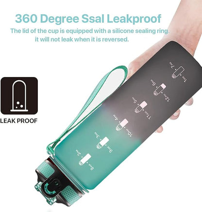 EYQ 32 oz Water Bottle with Time Marker, Carry Strap, Leak-Proof Tritan BPA-Free, Ensure You Drink Enough Water for Fitness, Gym, Camping, Outdoor Sports