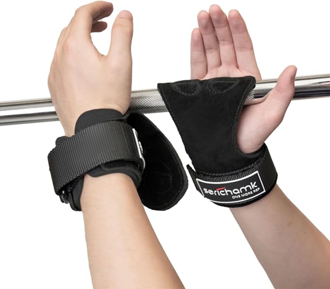 Wrist Straps for Weightlifting with Wrist Wraps,Leather Weight Lifting Wrist Wraps Grip Assistance Deadlift Straps Workout Gym Straps for Men and Women