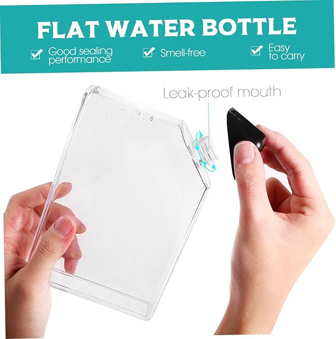 Ciieeo Flat Water Bottle Plastic Travel Flask Free Water Bottle School Outdoor Sports Gym Fitness Portable Kettle