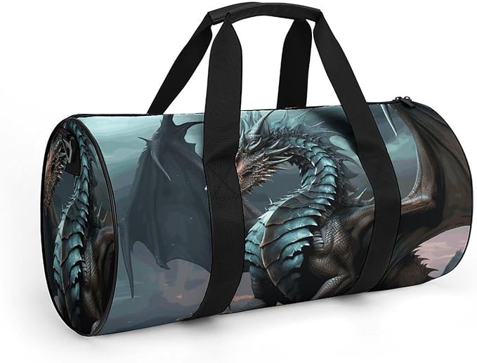 Sports Gym Bag for Women Men Travel Duffel Bag Cool Dragon Weekender Bag Canvas Carry on Overnight Bag for Travel Swimming Fitness Workout Sports Duffle Bag, 17.7in/9in/9in, style