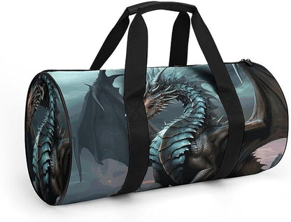Sports Gym Bag for Women Men Travel Duffel Bag Cool Dragon Weekender Bag Canvas Carry on Overnight Bag for Travel Swimming Fitness Workout Sports Duffle Bag, 17.7in/9in/9in, style