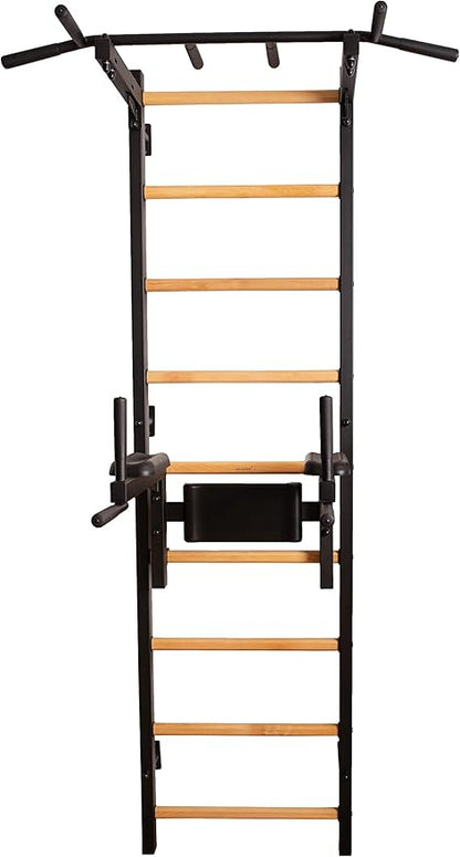 Wooden Swedish Ladder Wall Stall Bar - Indoor Chin Up Bar Workout Equipment for Home Exercise, Physical Therapy, Gymnastics, Fitness