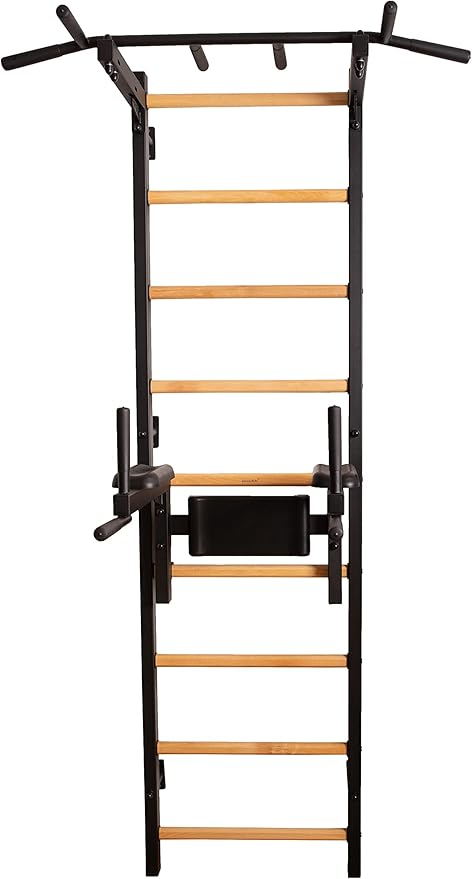 Wooden Swedish Ladder Wall Stall Bar - Indoor Chin Up Bar Workout Equipment for Home Exercise, Physical Therapy, Gymnastics, Fitness
