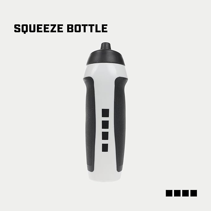 Capelli Sport Sports Water Bottle, Plastic Squeeze Water Bottle with Easy Open Nozzle and Grip Panels, White