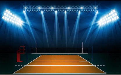Volleyball Court Arena Backdrop Indoor Volleyball Court Sports Photography Background Volleyball Stadium with Bright Lights Backdrop Decors for Birthday Party Cake Table Decorations Props 20x10ft