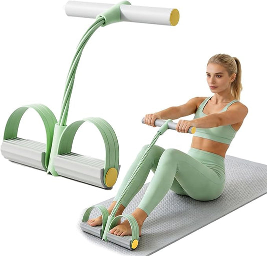 8 Tube Pedal Resistance Device, Enhance Synthetic Rubber Pedal Resistance Band with Handle for Arm/Abdomen/Waist/Leg Stretching & Shaping Exercises (Grayish Green)
