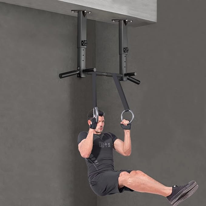 Wall Mount Pull Up Bar, Joist Beam Rafter Mount Pull-up Bar, Ceiling Mounted Chin Up Bar for Home Gym with Punching Bag Hanger