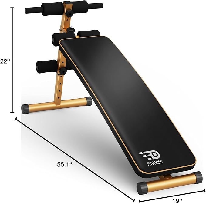 Sit Up Bench, Adjustable Workout Bench for Ab Exercise, Curved Incline/Decline Slant Bench, Five Adjustment Levels, Great Home Gym Workout Equipment for Building Abs and Core Muscles