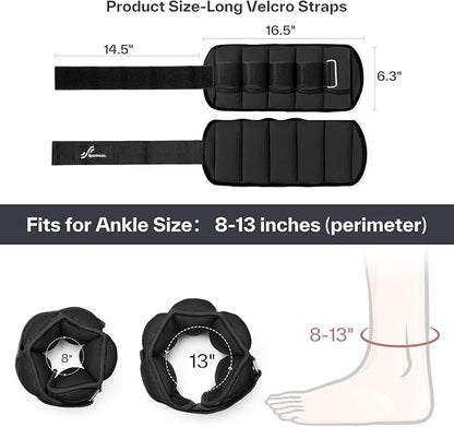 Sportneer Adjustable Ankle/Wrist Weights for Men Women Kids, Weighted Leg & Cuff Strength Training for Yoga Walking Running Aerobics Gym Fitness Physical Therapy