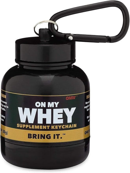 OnMyWhey - Protein Powder and Supplement Funnel Keychain, Portable to-Go Container for The Gym, Workouts, Fitness, and Travel - TSA Approved, Classic 3-Pack