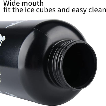 SHOKE Long Straw Water Bottle Hockey Boxing 1 Liter Water Bottle Football BPA Free Squeeze Leak Proof Sports Water Bottles for Baseball Lacrosse Cycling Sport Large Capacity 32 Oz/1 Liter-Black